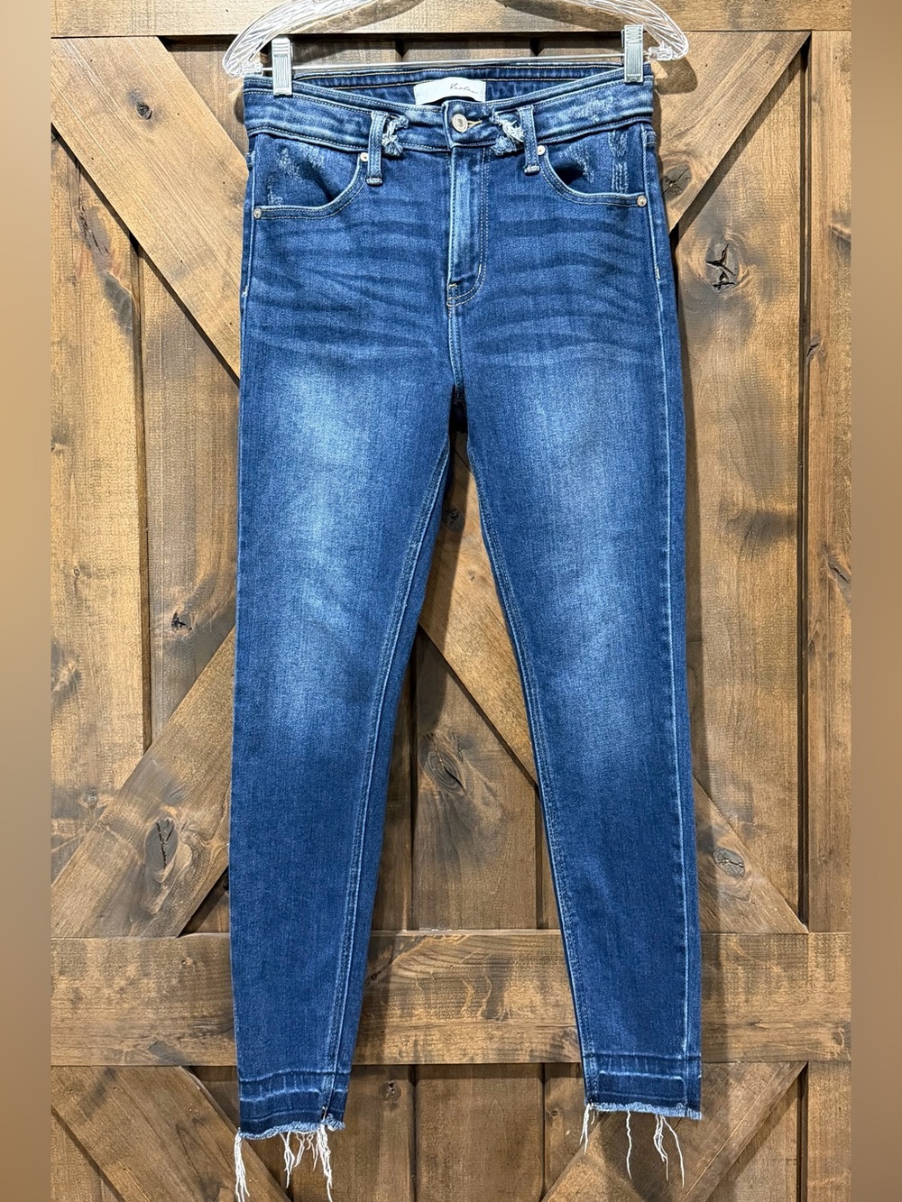EUC KanCan Skinny Fray Bottom Jeans Sz 27